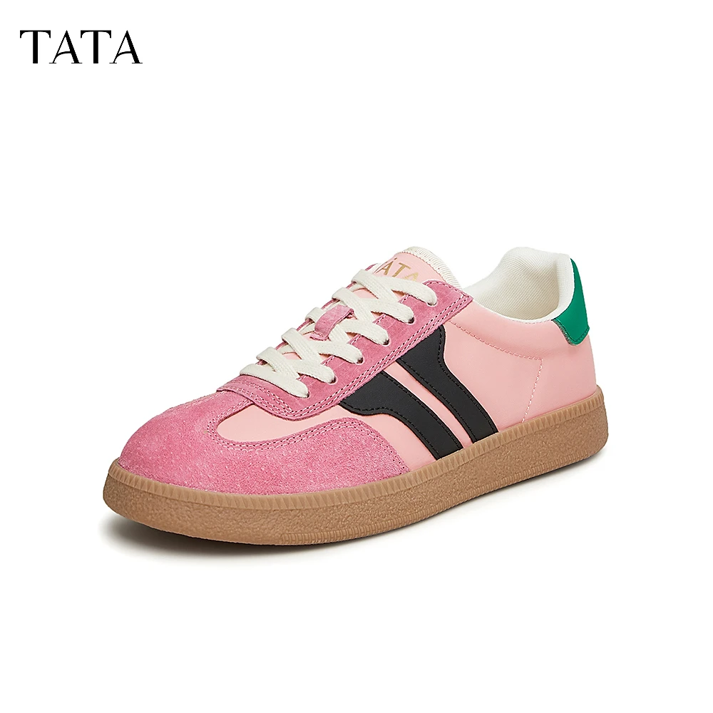 TATA他她撞色拼接德训鞋女休闲潮流粉色板鞋春季新款WG801AM4