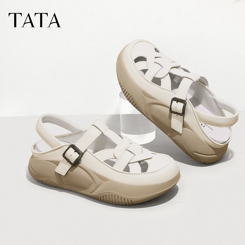 TATA他她厚底复古罗马凉鞋女鞋包头凉鞋溯溪鞋夏新款WW601BH4