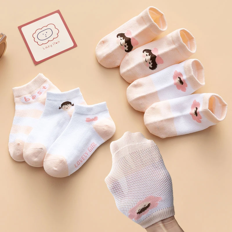 女童袜子透气薄款夏天学生网眼吸汗小孩宝宝春夏可爱卡通运动袜子