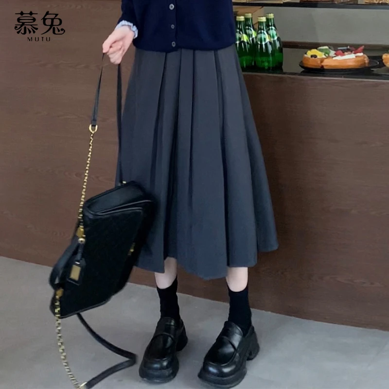 慕兔【韩系女高】法式半身裙女2023春季新款显瘦时尚气质高腰中长裙