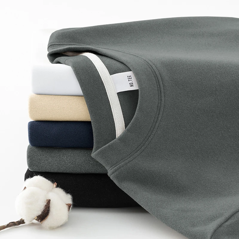 德绒长袖t恤男秋冬加绒保暖内搭打底衫双面绒圆领上衣服纯色小衫