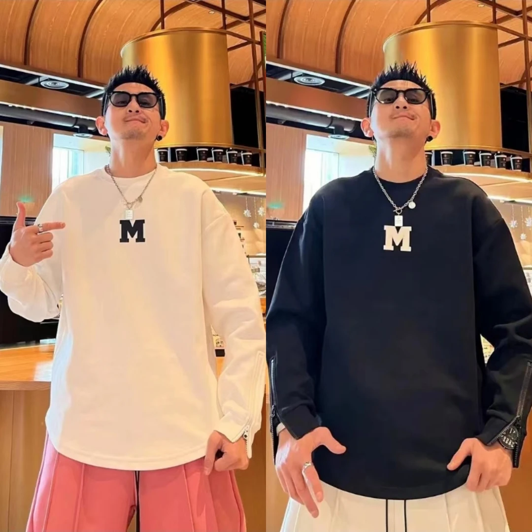 秋冬新款潮流个性袖子侧拉链涂鸦长袖韩版ins印花设计感保暖卫衣