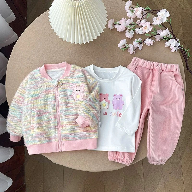 宝宝运动套装秋季女童秋装2024新款洋气三件套小童衣服SJ-R-C631