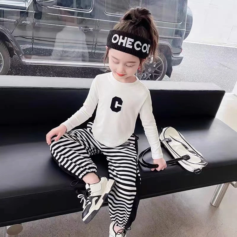 【叠穿搭子】女童打底衫春款C字休闲上衣字母长袖宝宝T恤SJ-J-C613