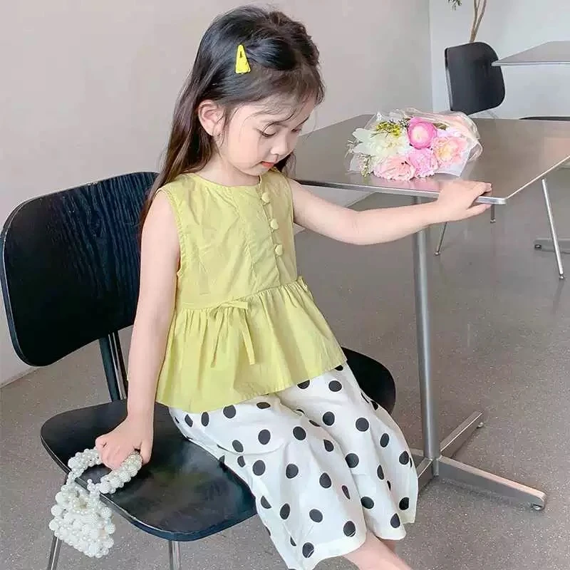 女童夏季套装新款洋气波点女宝宝夏装两件套韩版儿童装SJ-J-B302