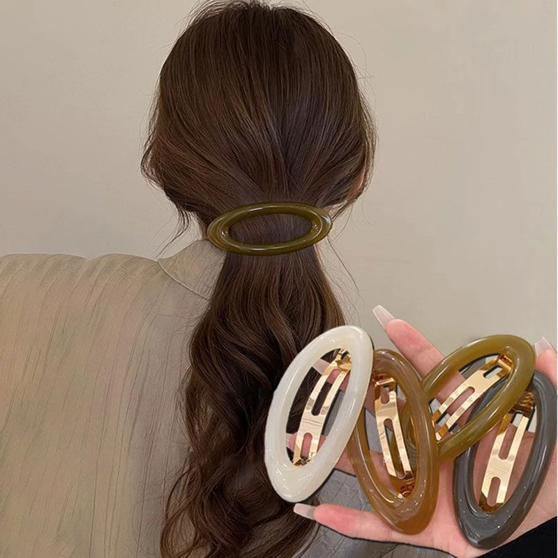 复古高级感亚克力发夹女后脑勺简约盘发弹簧夹子头饰气质马尾头饰