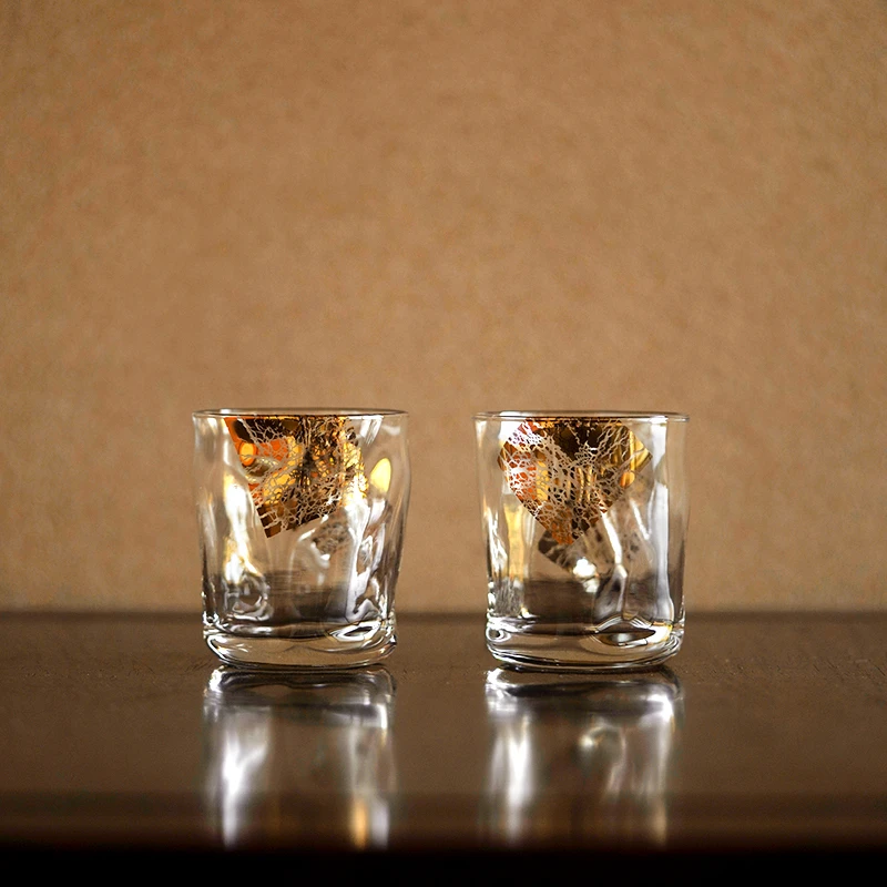 迦乐进口日本石塚硝子金箔银箔威士忌酒杯创意水杯饮料杯