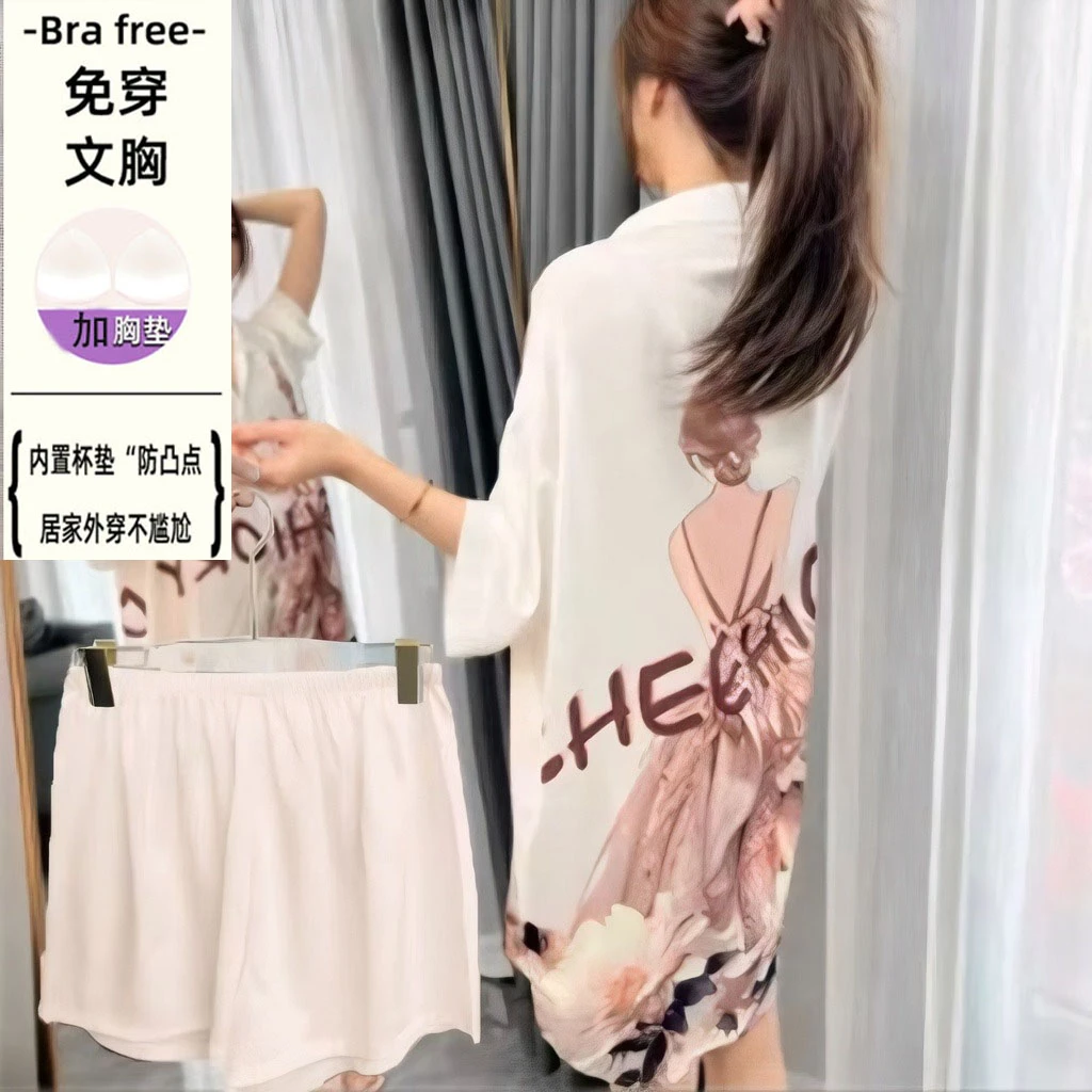 大码睡裙带胸垫可外穿小个子性感100%冰丝高档女中长款凉爽气质