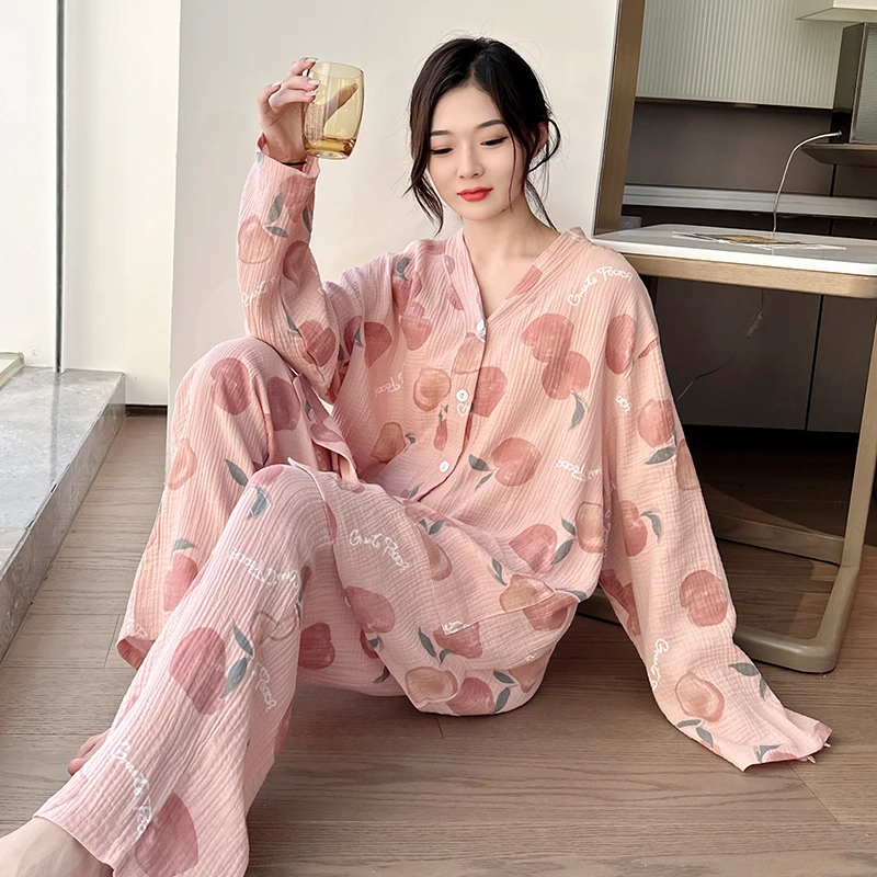 外出洋气睡衣女夏天100%纯棉家居服高端月子服180斤到200大码睡衣