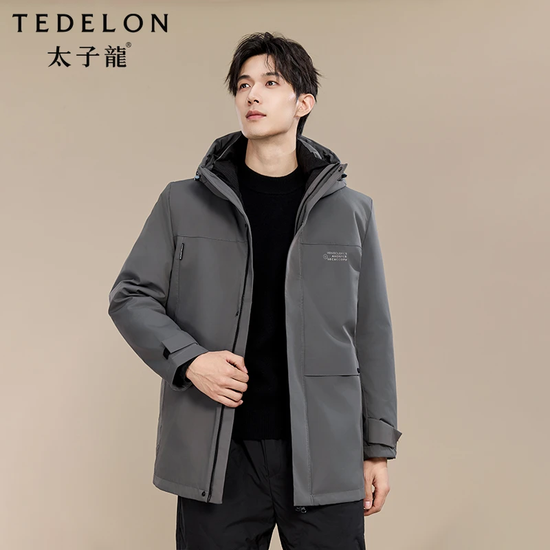 太子龙冬季中长款防风拒水加厚蓄热保暖男士羽绒服9035