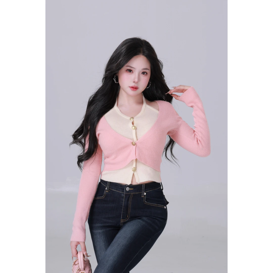 现现MengFairy 【香软小白花】纯欲甜辣假两件毛织上衣3790M雅丹