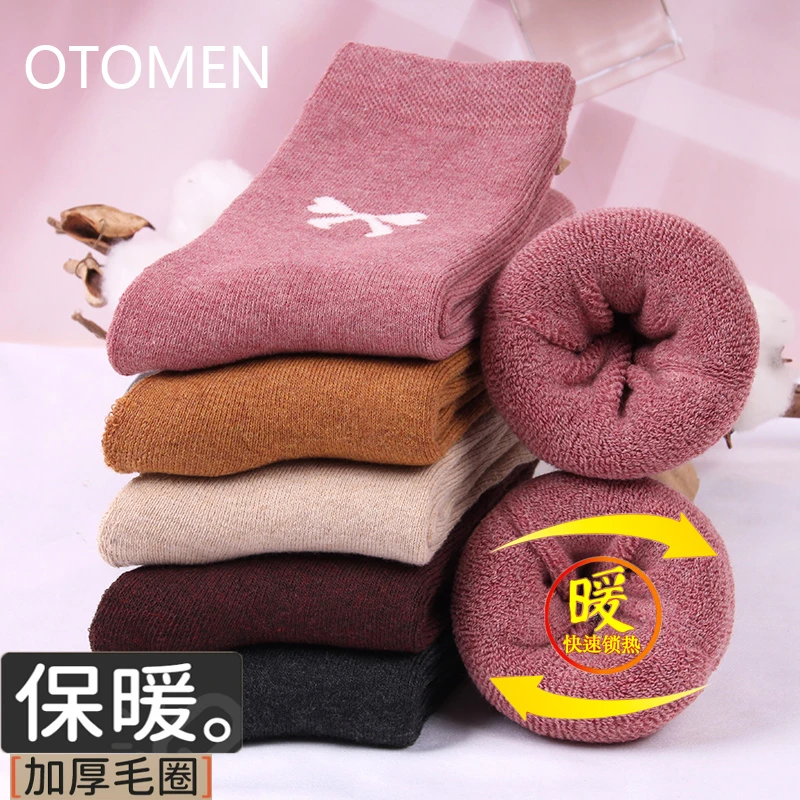 袜子女冬季加厚保暖毛圈袜防寒冬天加绒毛巾袜女士地板中长筒袜潮