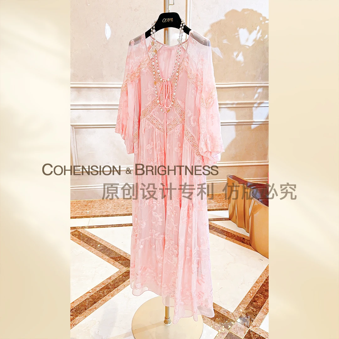 凝慧真的好【翩翩如梦】春夏桑蚕丝茶歇法式刺绣连衣裙LP093