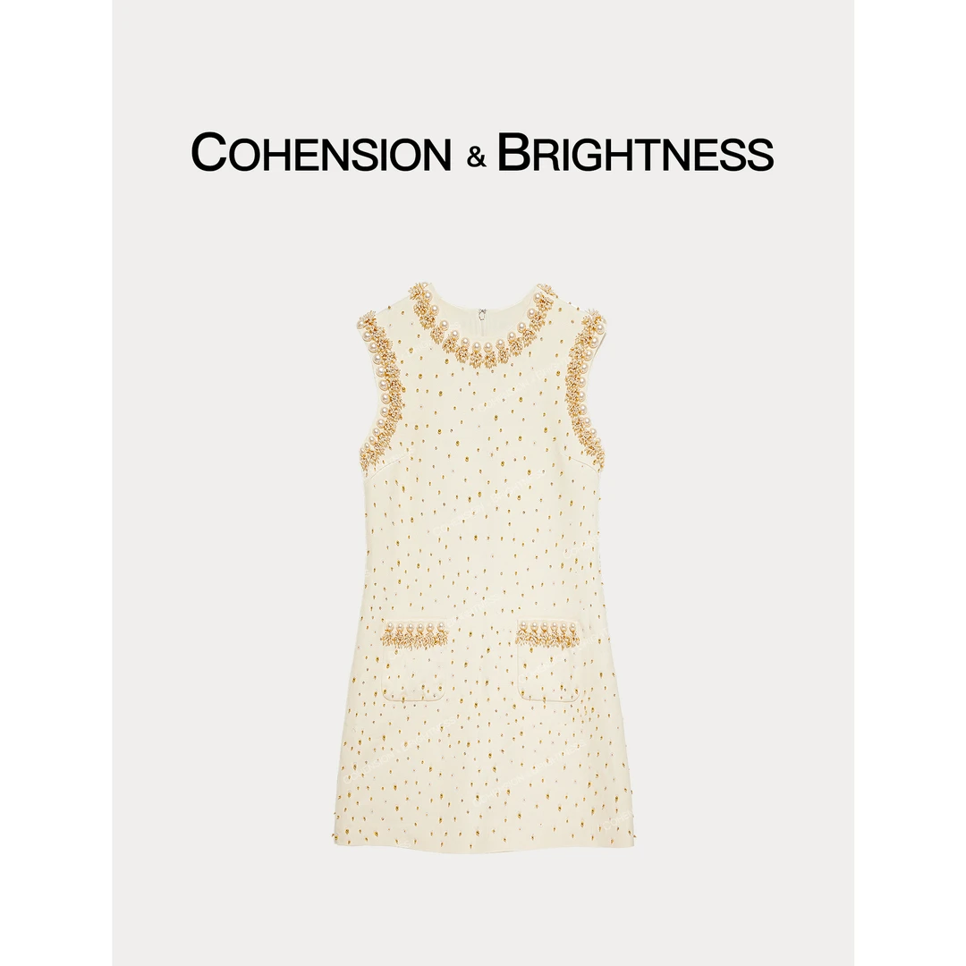 凝慧真的好【璀璨千金】夏季圆领重工钉珠无袖轻奢裙子LQ001