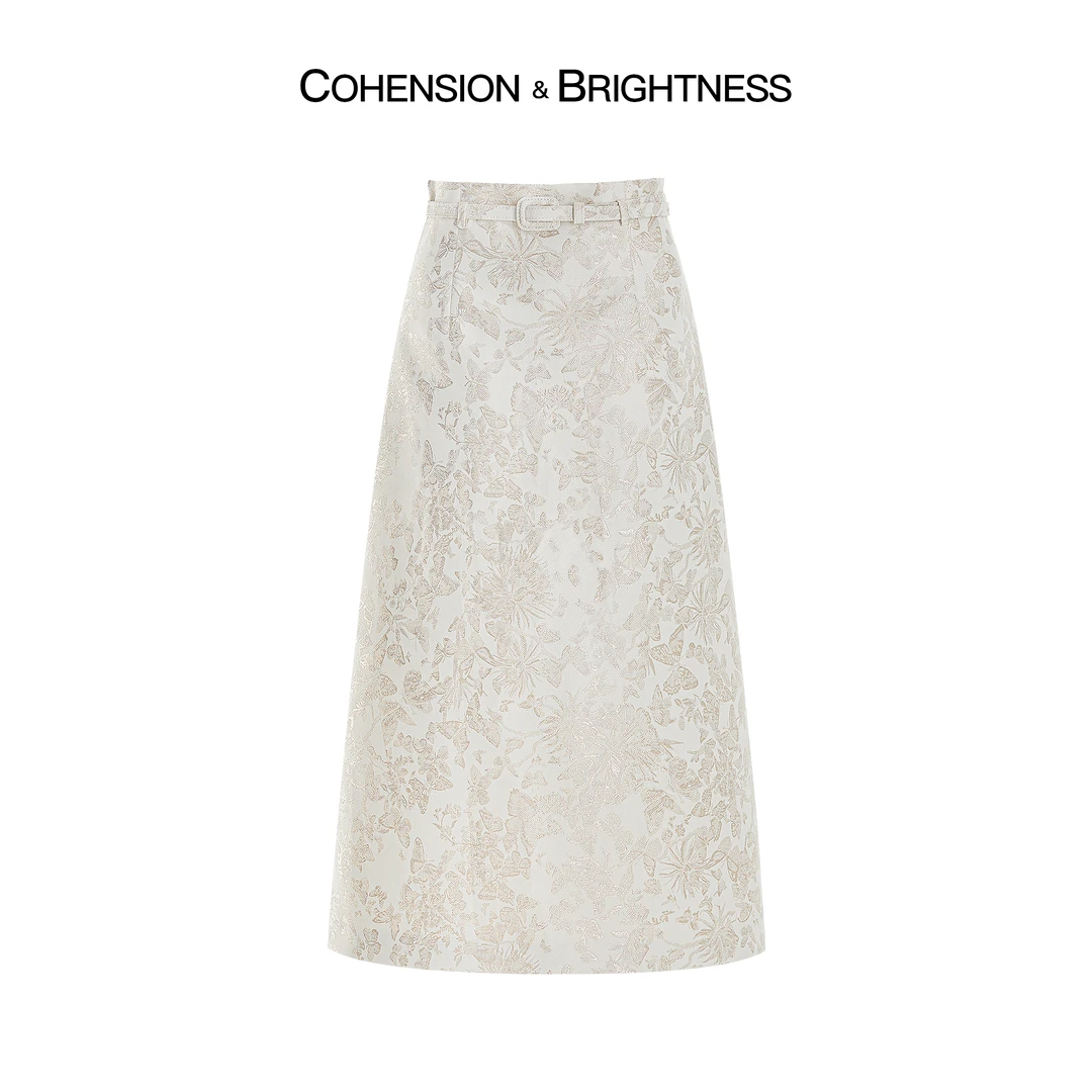 凝慧真的好【循环心动】春季提花蝴蝶高腰系带百搭半身裙 QP008