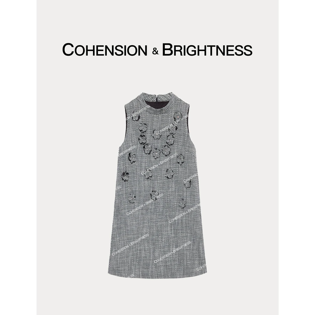 凝慧真的好 秋冬法式时尚立体花无袖连衣裙LQ033