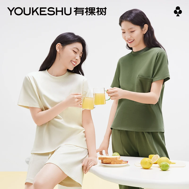 有棵树纯棉睡衣女款高级感夏季新款女士短袖家居服套装