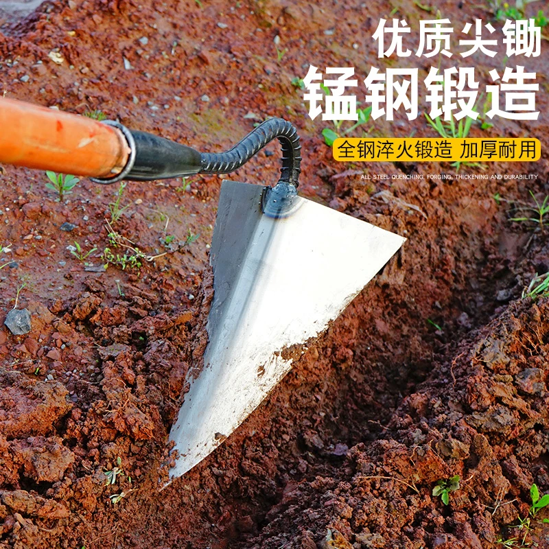 农用锰钢加厚开沟锄大号特大号三角尖锄开沟起垄种菜施肥松土犁地