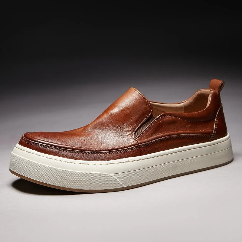 618 马皮鞋春夏季休闲真皮鞋男英伦广州高端透气乐福鞋男士一脚蹬