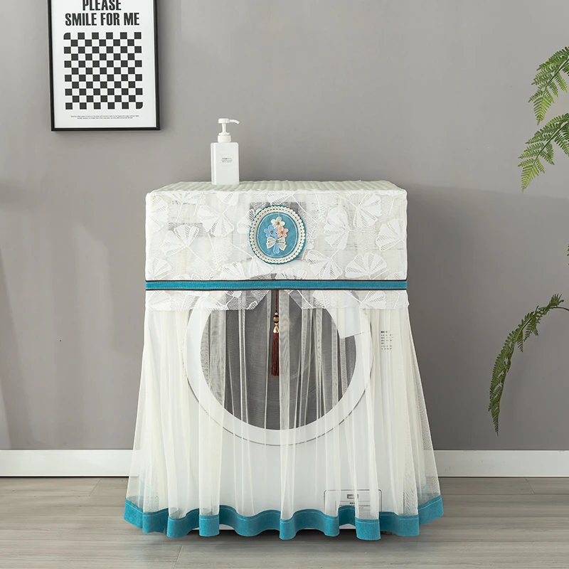 全自动洗衣机罩蕾丝防晒通用全自动洗衣机帘罩蕾丝防尘盖巾遮尘罩