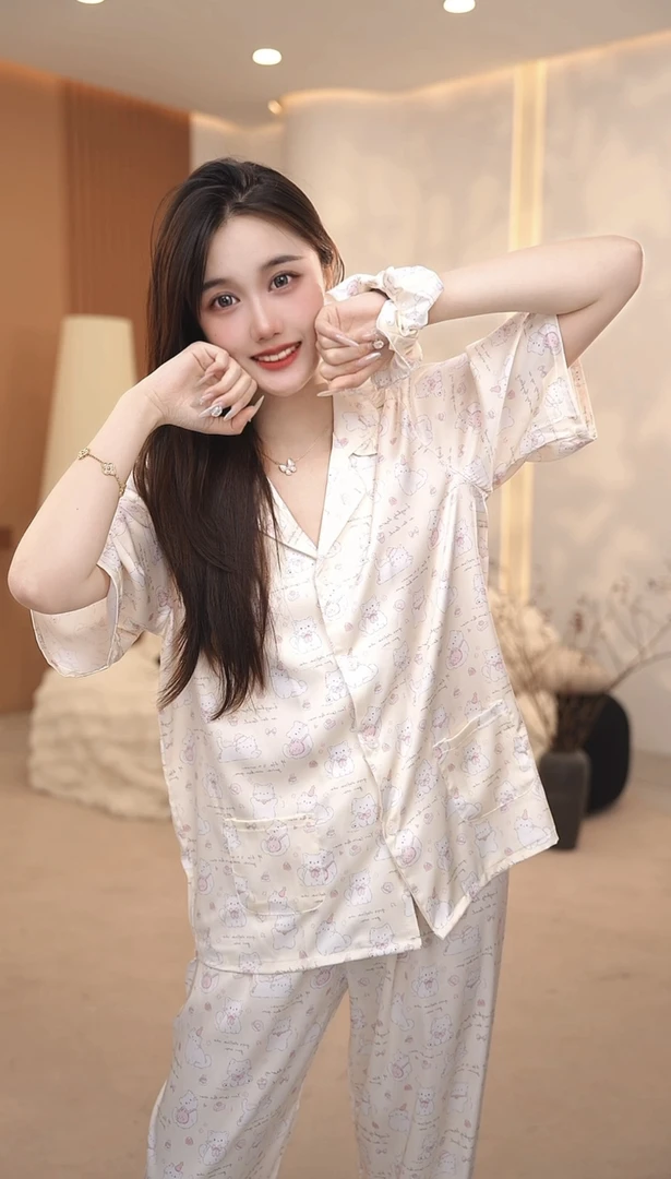 【甜品小猫】睡衣女套装夏季短袖舒适亲肤柔软透气甜美印花女款