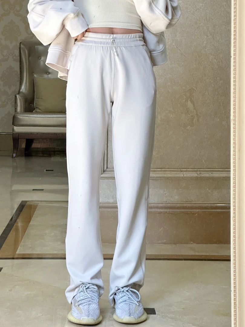 运动抽绳直筒裤女高腰显瘦百搭垂感拖地裤