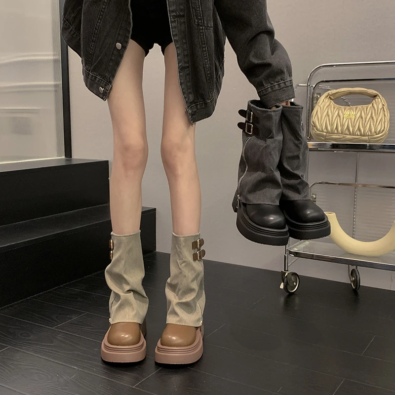 贾不假时装靴女款2025秋冬新款复古高品质时尚百搭厚底气质长筒靴