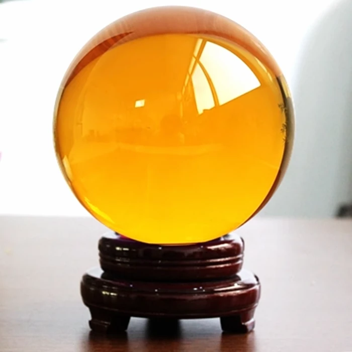 开运黄色风水礼品水晶球开业家装饰品摆件客厅工艺品家居摆设礼品