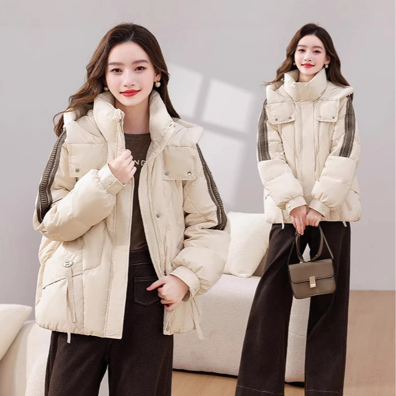 【特价尾货】立领连帽撞色棉衣