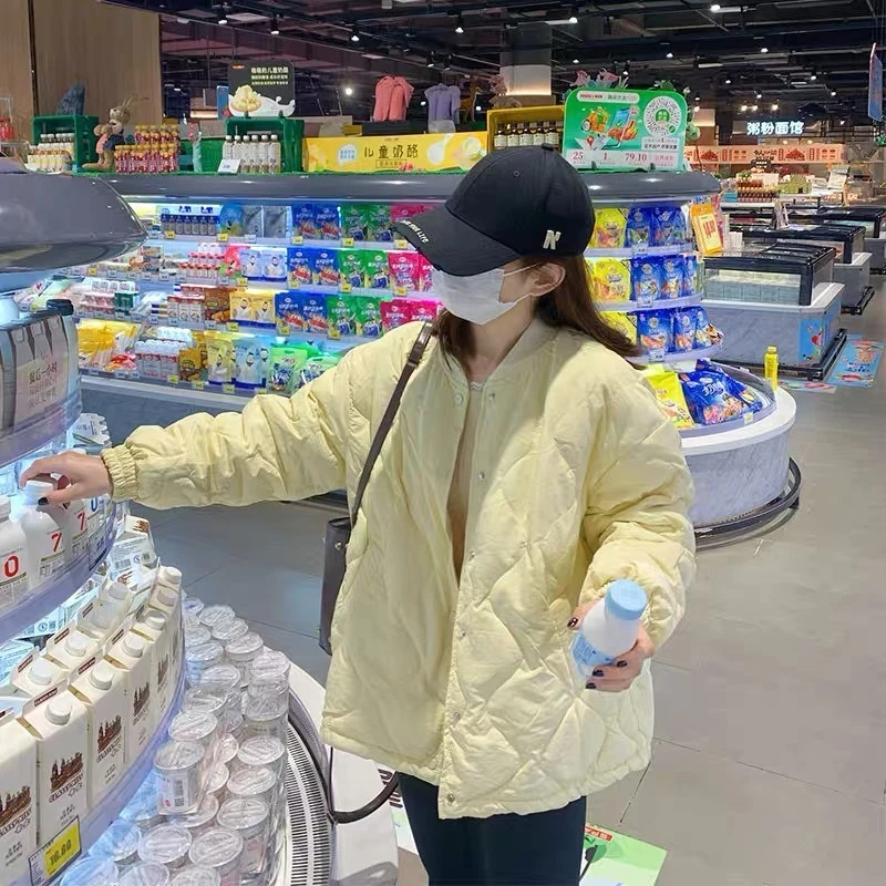 棉服女时尚菱格宽松显瘦小个子棉衣PP001