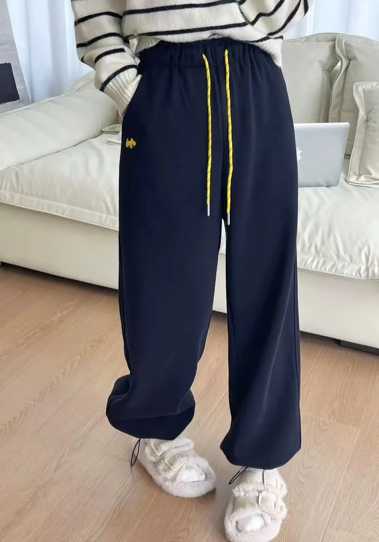 新款加绒休闲直筒裤（可拖地、可束脚）