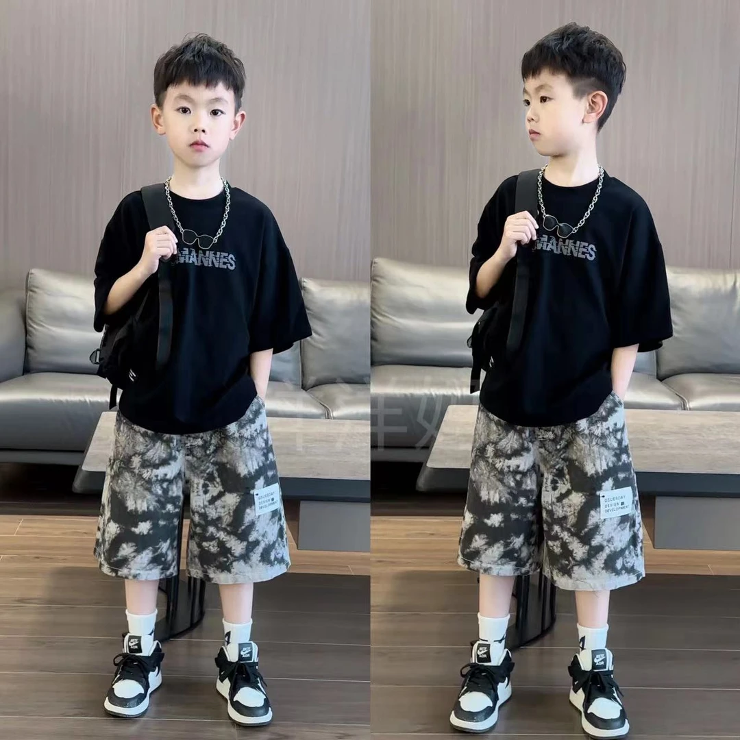 2024男童潮款夏季新款美式复古短袖T恤中大童
