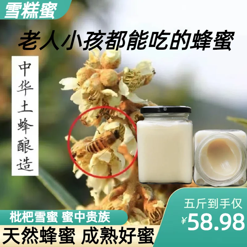 【5瓶5斤】正宗枇杷雪蜜深山原蜜新鲜野生土蜂蜜无添加纯正天然好蜜