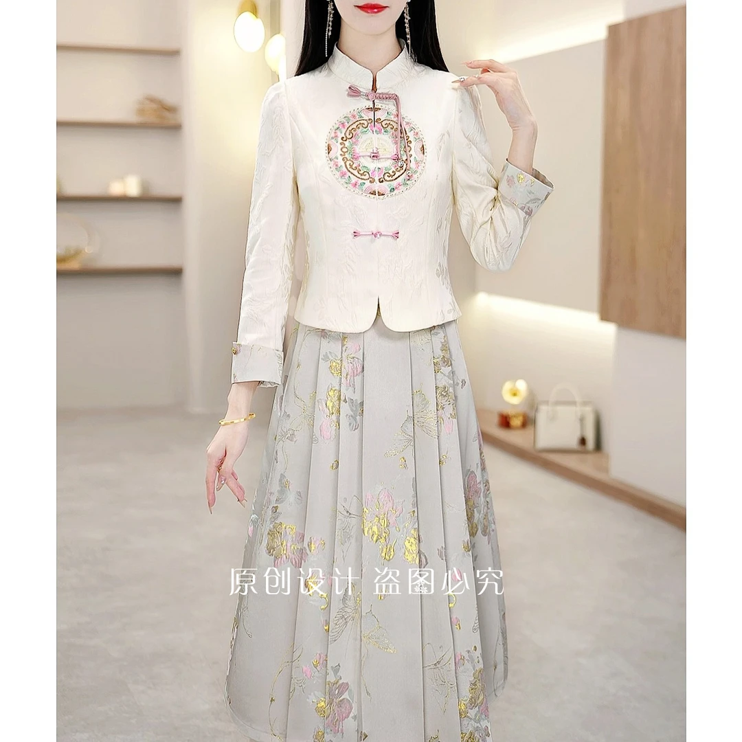 【日常新中式】2024秋季新款气质绣花长袖显瘦洋气套装ADYS-3000