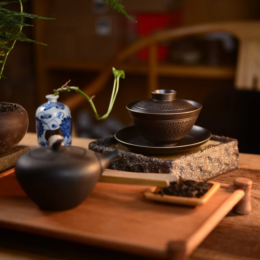 平舍嘉木创意三才盖碗中式家用简约复古茶道茶器粗陶古风大号茶碗