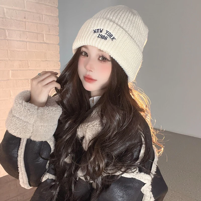 韩版大头围针织帽子女秋冬季宽松保暖护耳毛线帽网红百搭月子冷帽