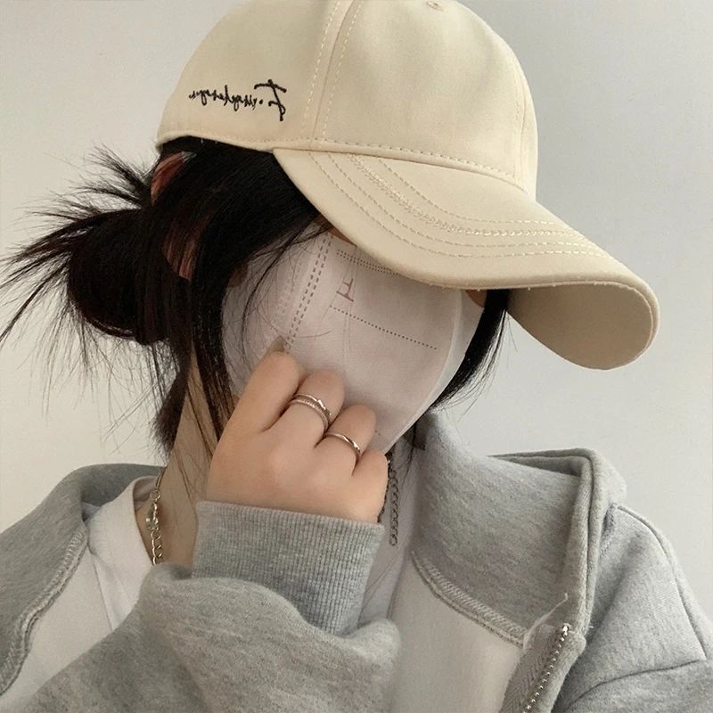 新款大头围宽檐棒球帽女皮带扣字母鸭舌帽显脸小软顶百搭时尚潮男