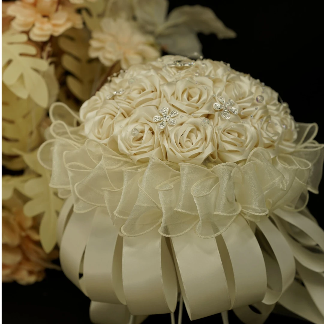 白色手捧花 结婚送闺蜜纯手工制作DIY 成品拍照道具