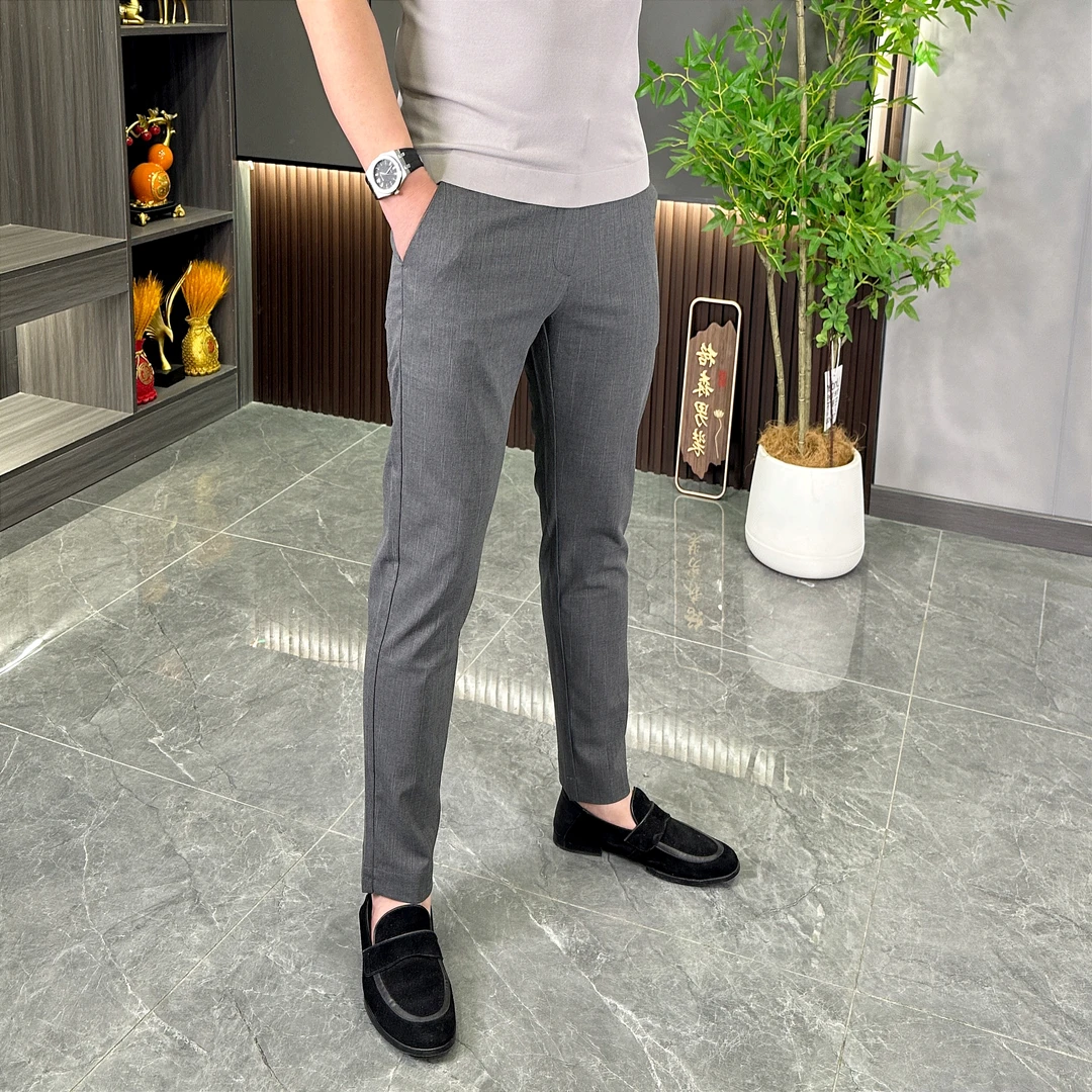 男士春夏休闲裤时尚夏季薄款时尚百搭修身潮流九分开叉男裤66537