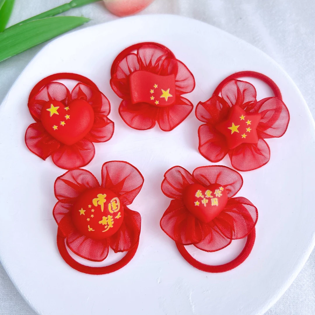 今诩儿童国风发绳红色头绳扎头发高弹力皮筋发圈手工古风发饰