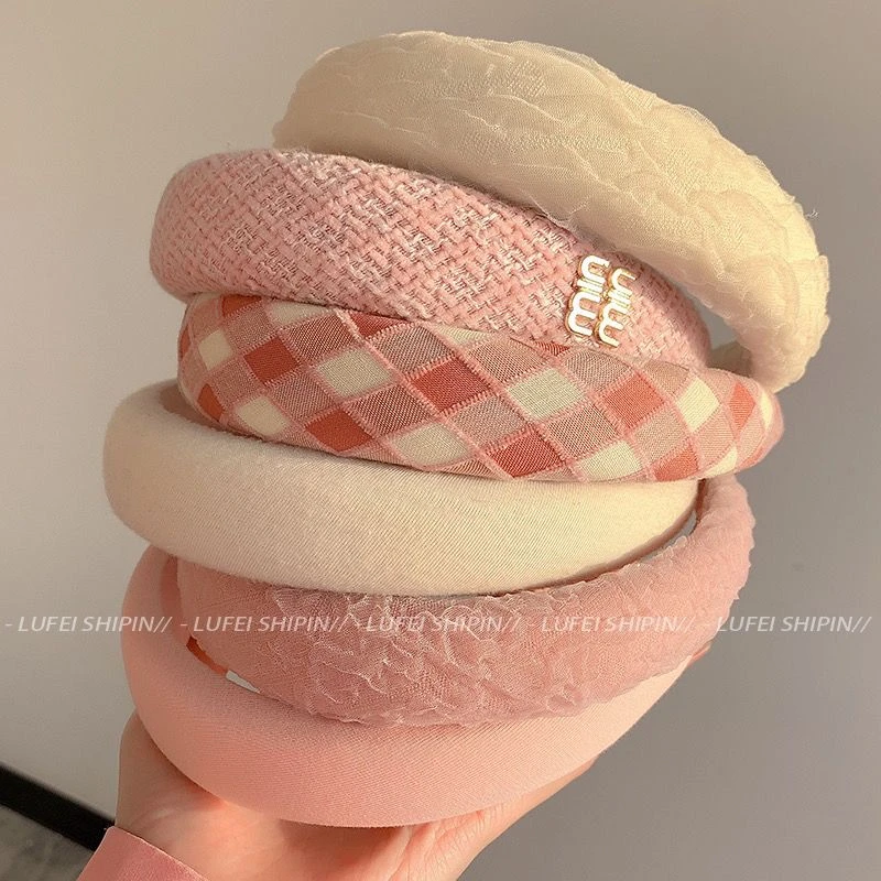 今诩粉色发箍女生高颅顶2023年新款发卡发饰宽边洗脸发捆头箍网红