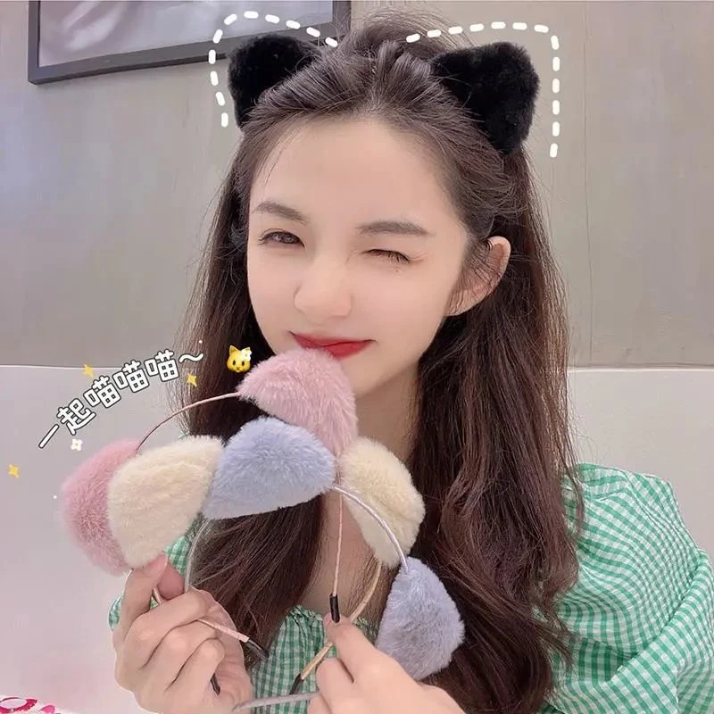 今诩可爱猫耳朵发箍女日韩洗脸绒头箍发卡简约超萌少女心发饰发带