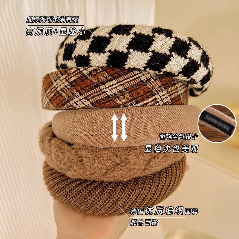 今诩秋冬复古高颅顶发箍女2022年新款洗脸发卡成人高级感宽边发捆