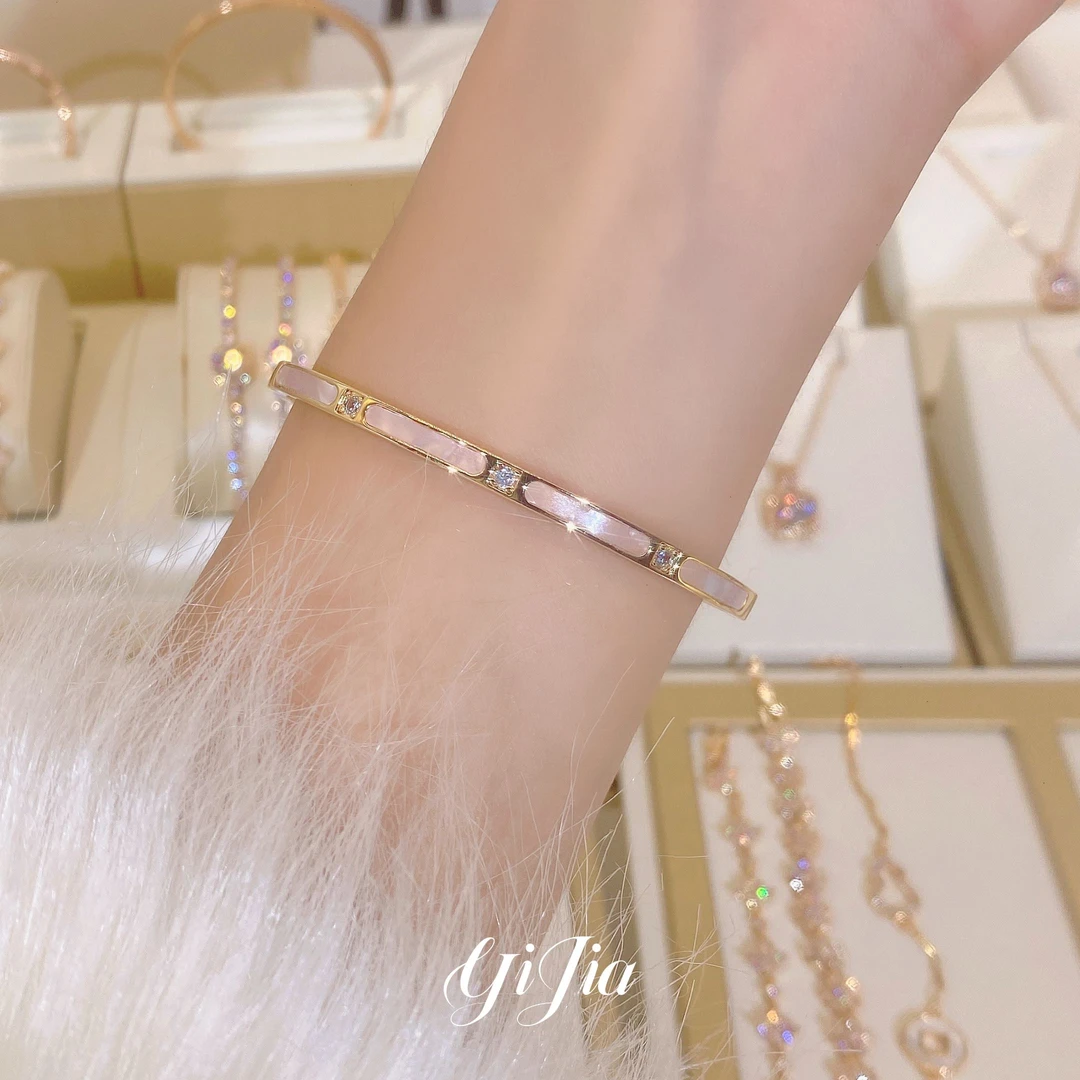 铜合金合成锆石手镯 时尚贝贝缘定三生手镯FS664香槟色个性