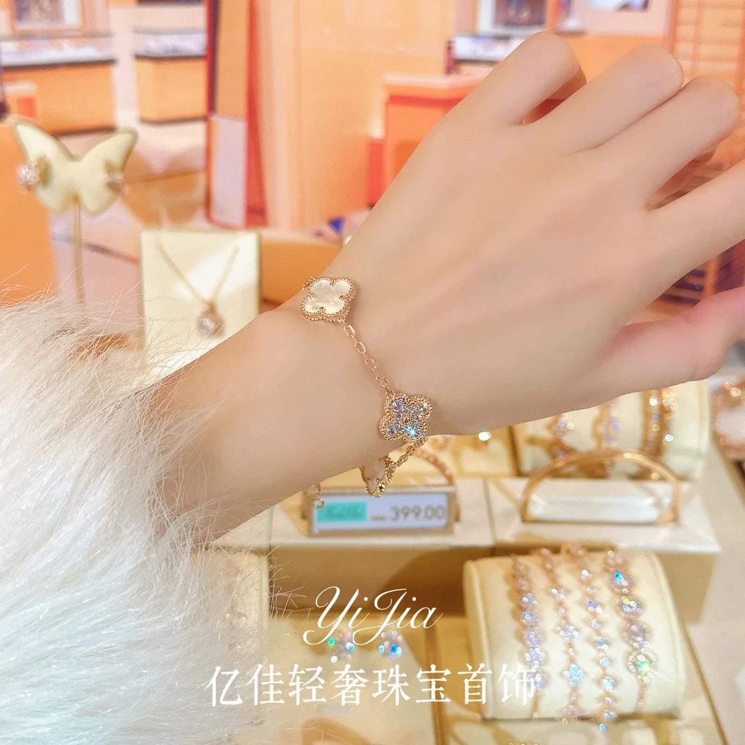 铜合金合成锆石手链 时尚高定系列花花手链FS804香槟色