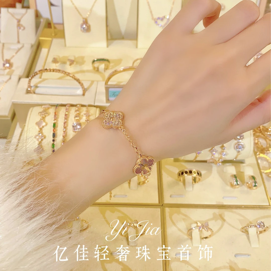 铜合金合成锆石手链 时尚高定花瓣手链FS980气质轻奢百搭