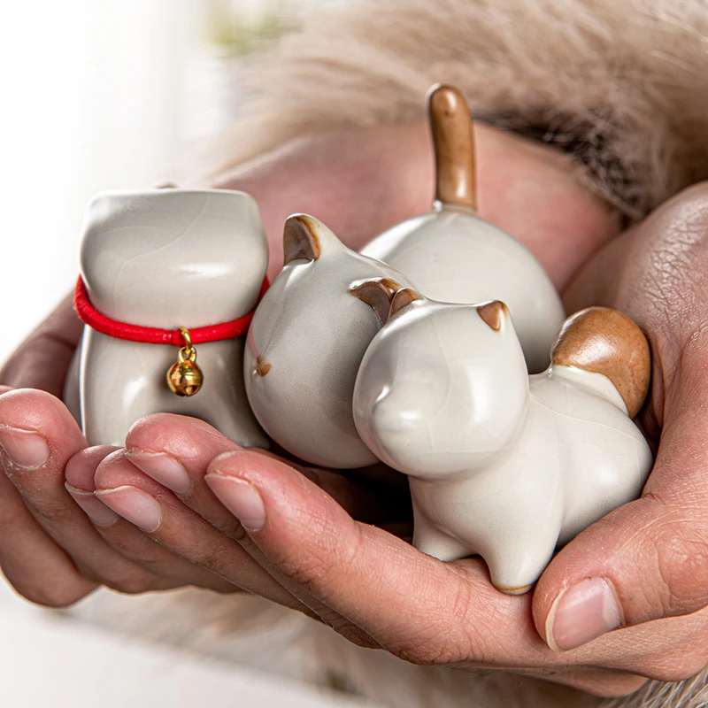 A22汝窑可养猫咪茶宠创意个性茶道茶玩陶瓷茶台装饰品功夫茶具