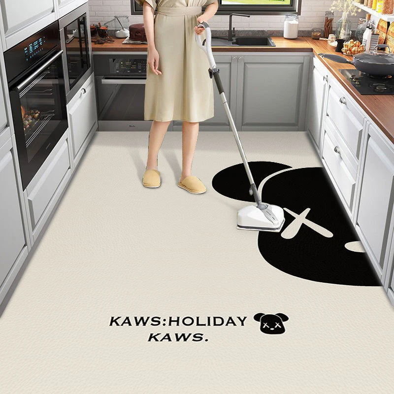 家用厨房免洗地垫PVC防水防油耐脏可裁剪可擦洗防滑地毯门垫脚垫