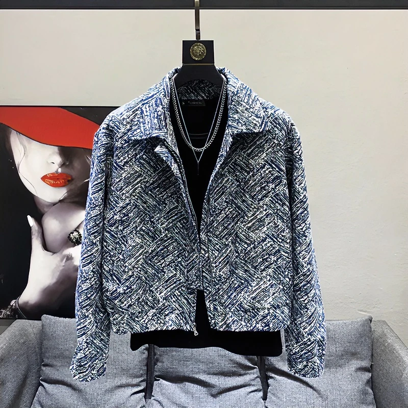 2024春秋季新款韩版短款夹克外套男潮流时尚帅气宽松翻领上衣外穿