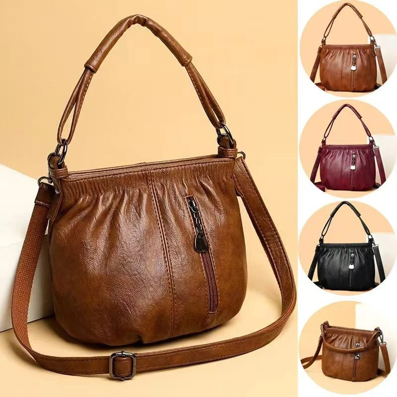 真皮质感小包包女2024女士新款包手提式单肩斜跨包妈妈包婆婆包